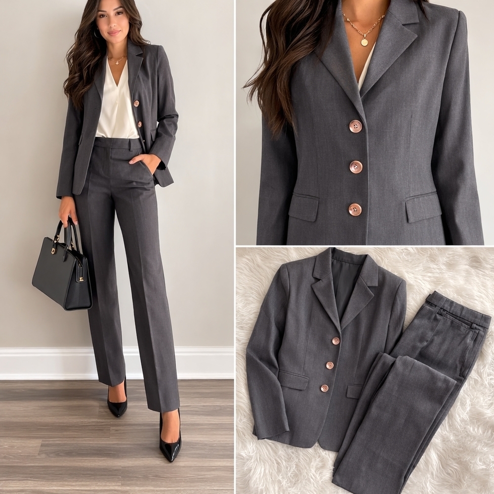 Danny & Nicole Charcoal Gray Blazer & Pants Suit